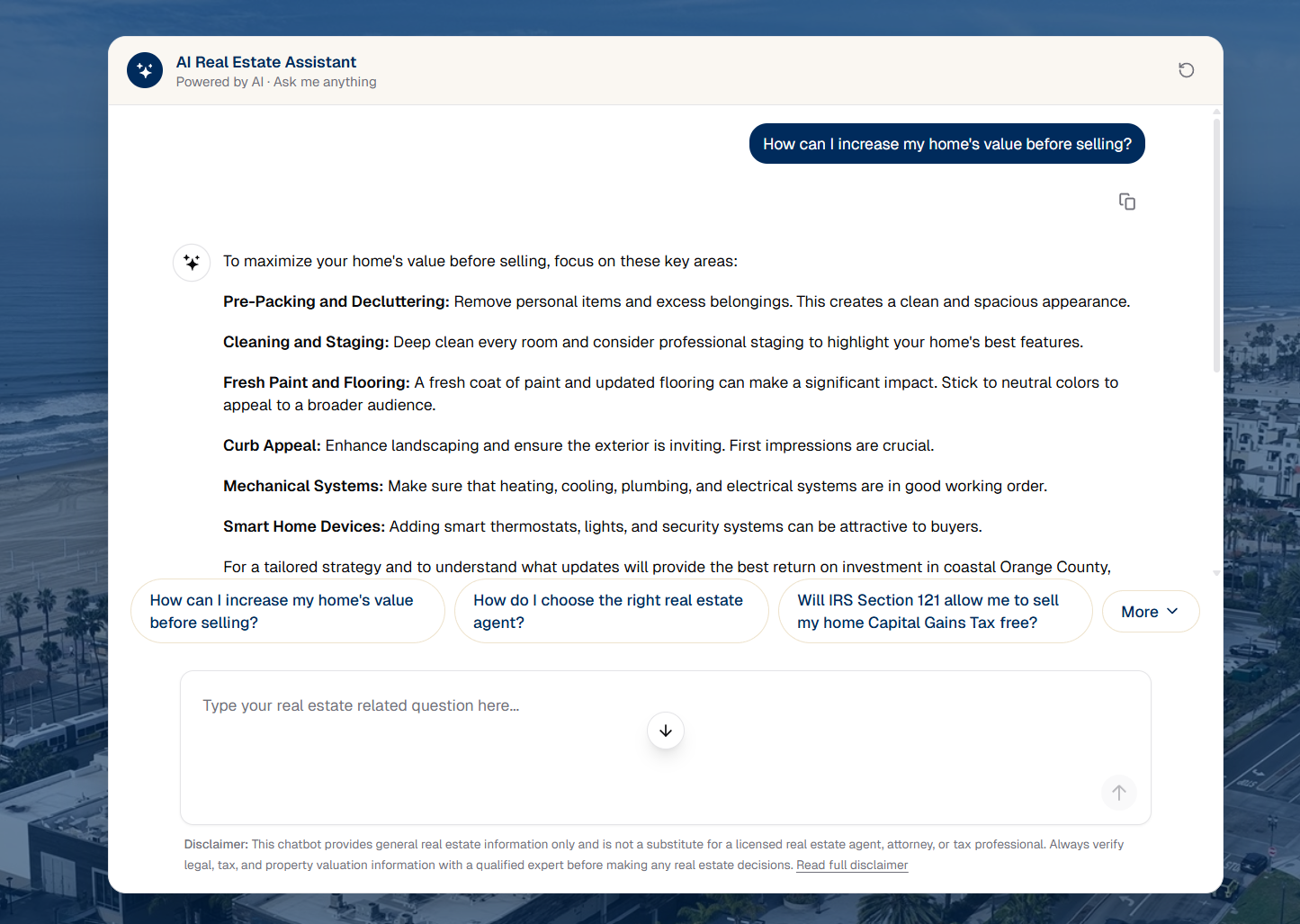 CA Real Estate AI Chatbot